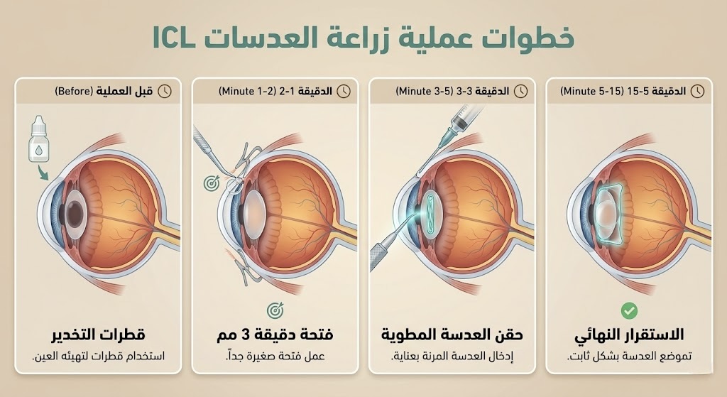 خطوات إجراء عملية زراعة عدسة ICL داخل العين